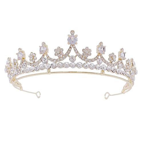 Tiara de boda dorada para novias, niñas de flores, diadema de tiara de princesa, corona de concurso, fiesta de graduación, accesorios para el