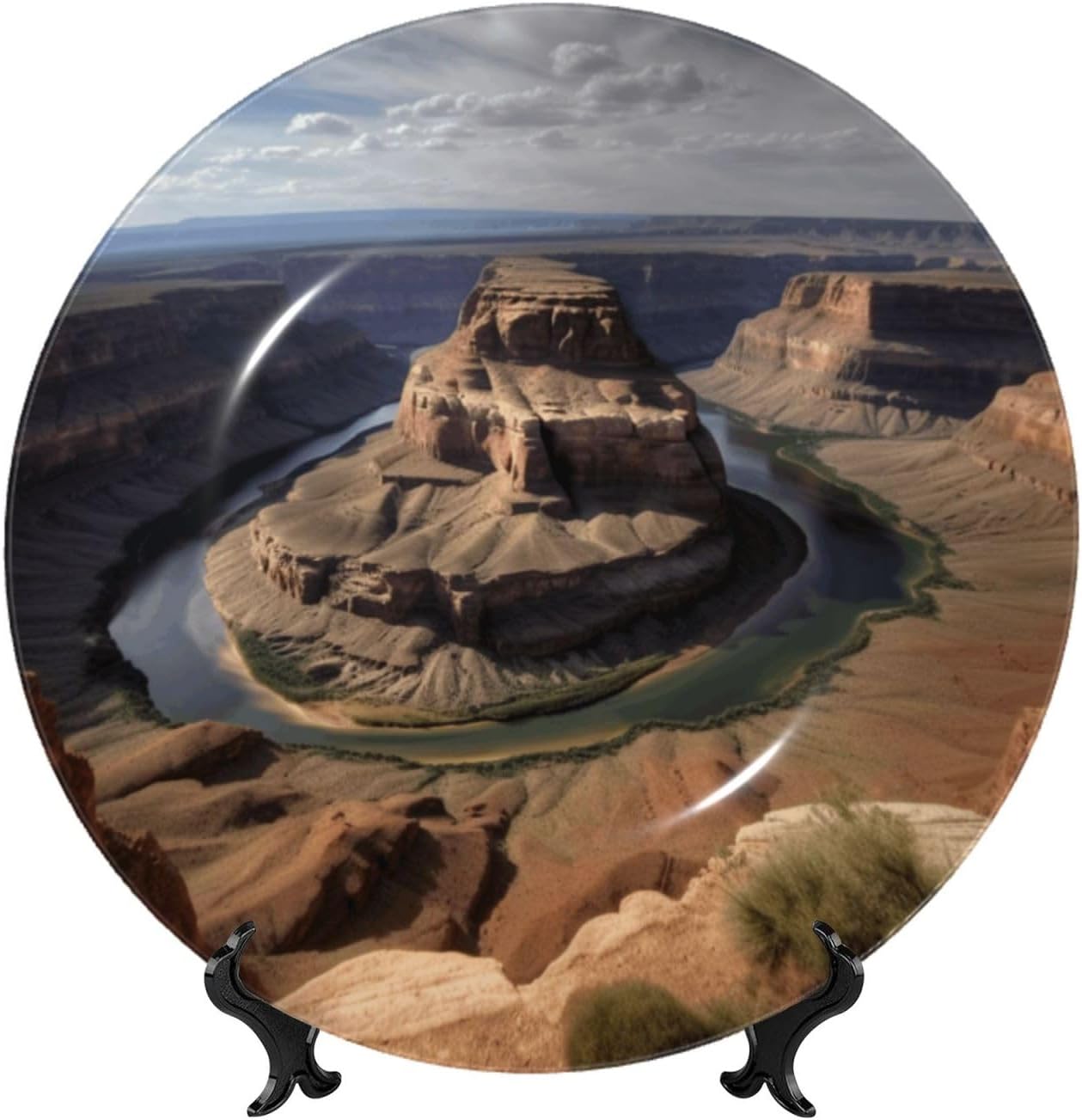 Decorative Plate Art Crafts Bone China Decorative Plate with Display Rack Souvenir Wall Decor Ceramic Ornaments Dinner Plates Ceramic Decoratives Plates for Home Office 10in