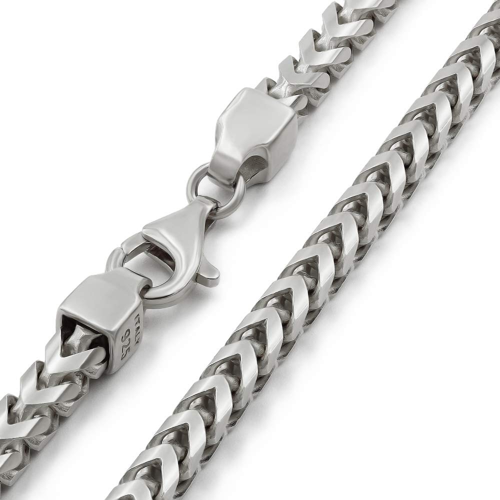 Giorgio Bergamo 925 Italian Sterling Silver Franco Chain Rhodium Plated