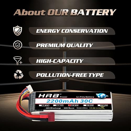 Miniatura 3 de HRB 4S 2200mAh Lipo Batería 14.8V 30C RC Lipo Batería Compatible con RC Avión Helicóptero Quadcopter Barco