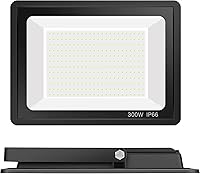 Vista 2 de Luz de inundación LED de 300 W, 36000 lm súper brillante, equivalente a 1600 W, IP66 impermeable con enchufe, reflector blanco de luz diurna de 6000
