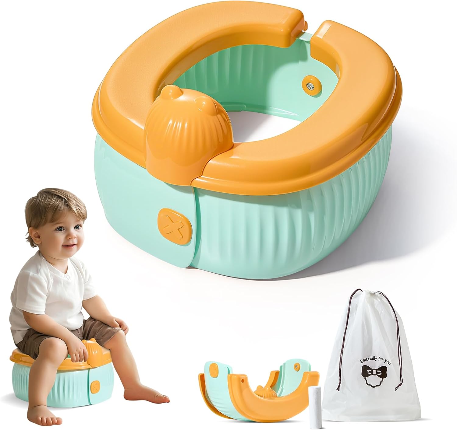 Travel Potty for Toddlers, Portable Travel Foldable Training Toilet Potty for Kids Boys Girls Emergency Toilets for Outdoor Car Camping with Storage Bag