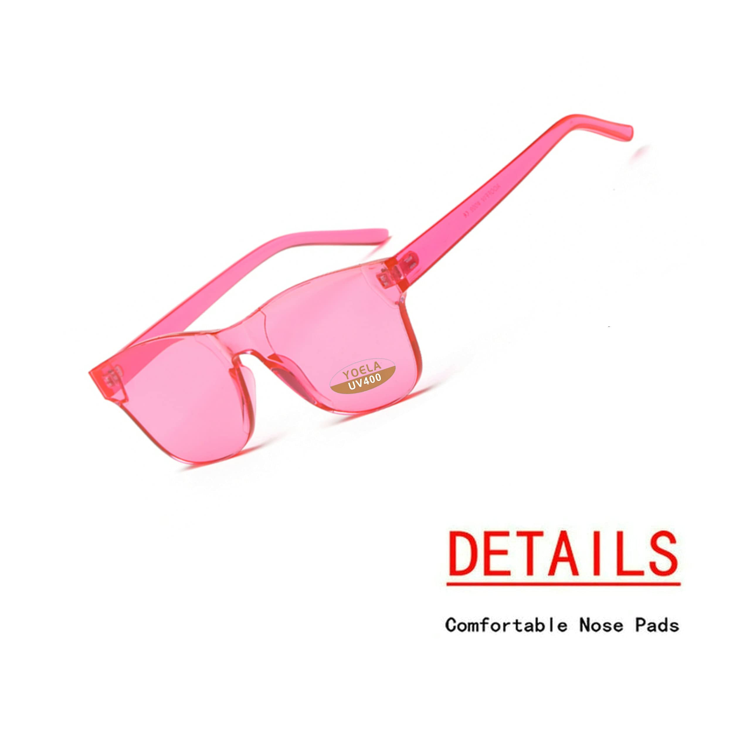 Übergroße quadratische randlose Sonnenbrille getönt Unisex Damen Herren Einteilige farbige transparente Brille Retro Brille