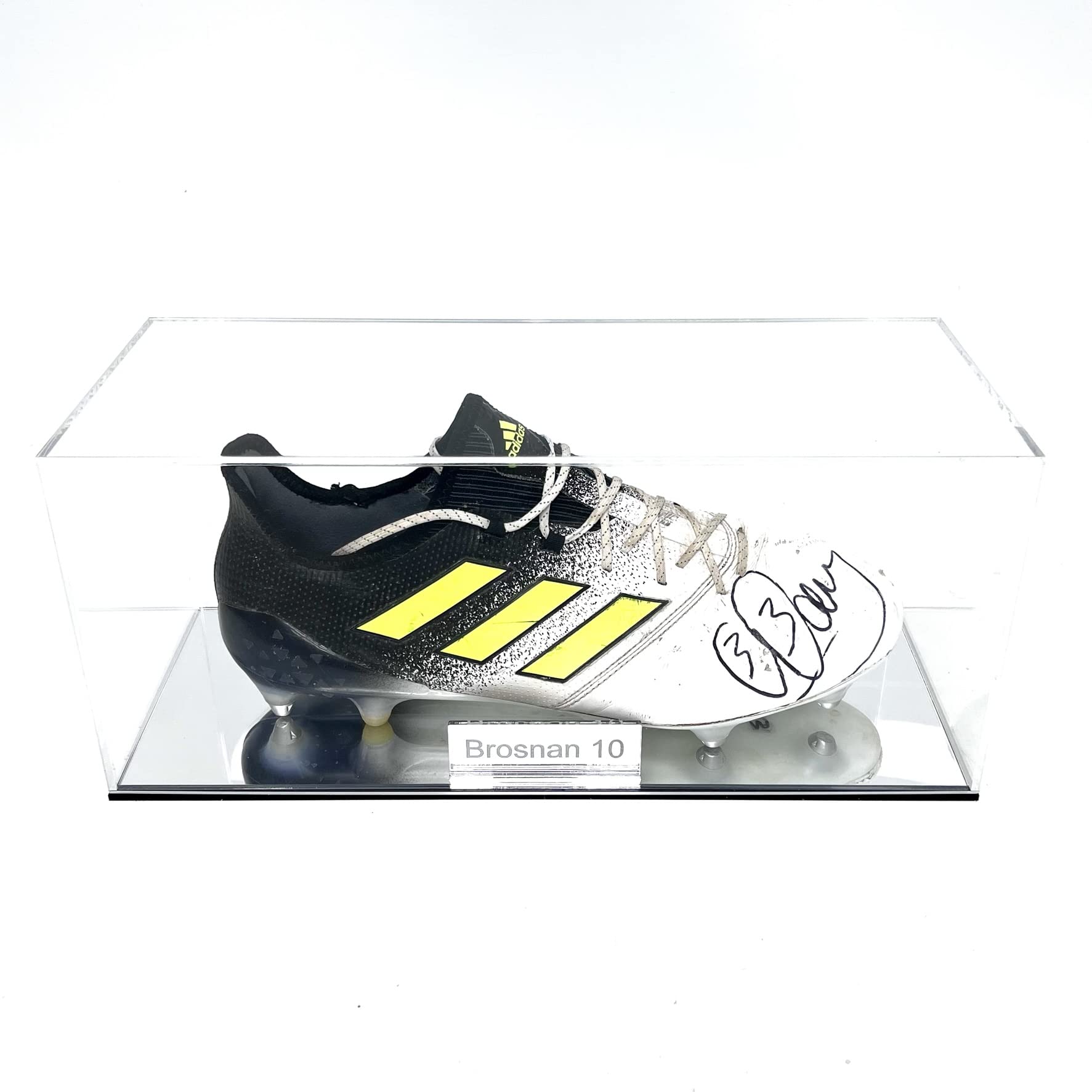 Puffin Plastics Black/Silver Football Boot Display Case (Single) - Mirror Base