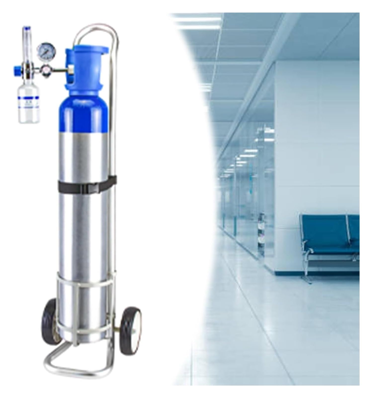 GLJTUO Oxygen Cylinder Rack, Aluminum Oxygen Cylinder Rack Height Adjustable Rolling Multiple Diameters,Diameter 14.6cm(5 3/4