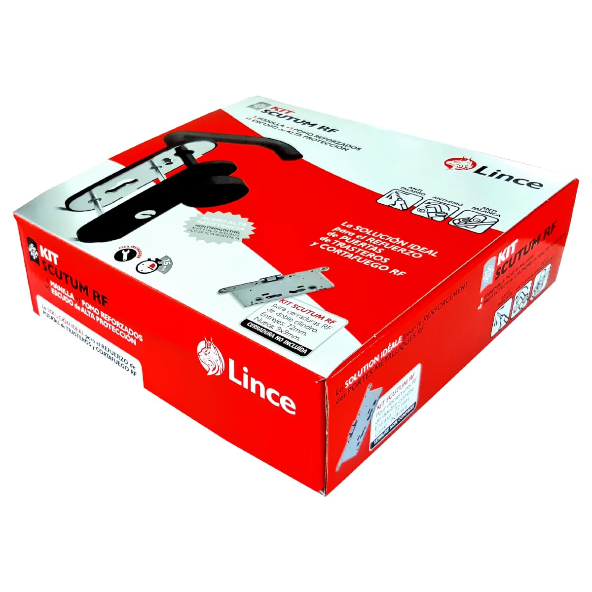 LINCE Scutum RF 9305MPUPRF - Kit de seguridad para puertas RF | Protector + protección de agarre | Anti-vandalismo | Fácil montaje | Alta seguridad