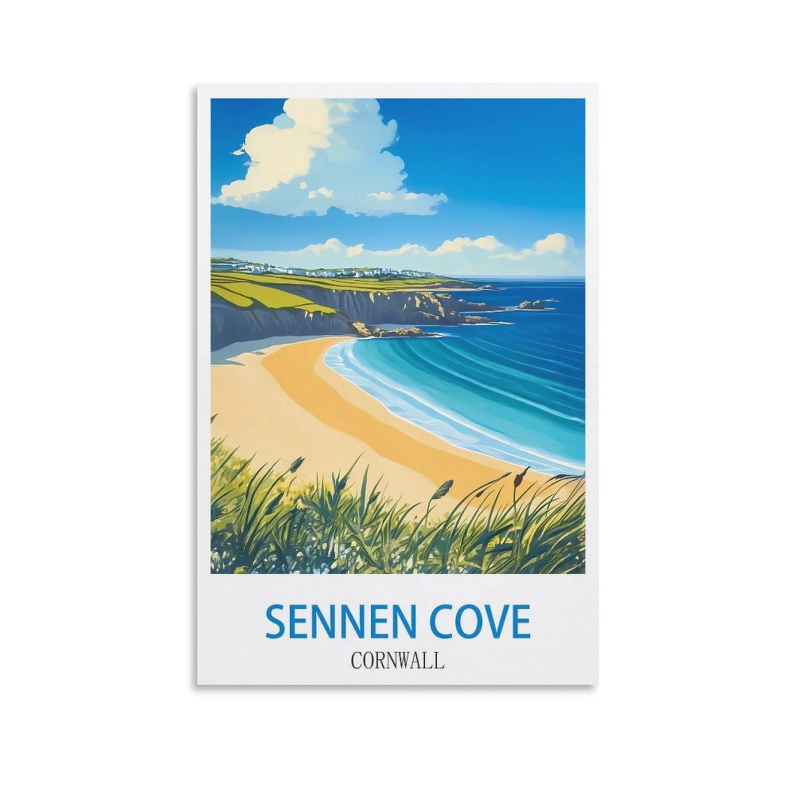 XLLYXYGJQ Sennen Cove Cornwall Vintage Travel Posters 16x24inch(40x60cm) Canvas Wall Art Poster Print Artwork Painting Picture for Home Decoration Living Room Office Bedroom