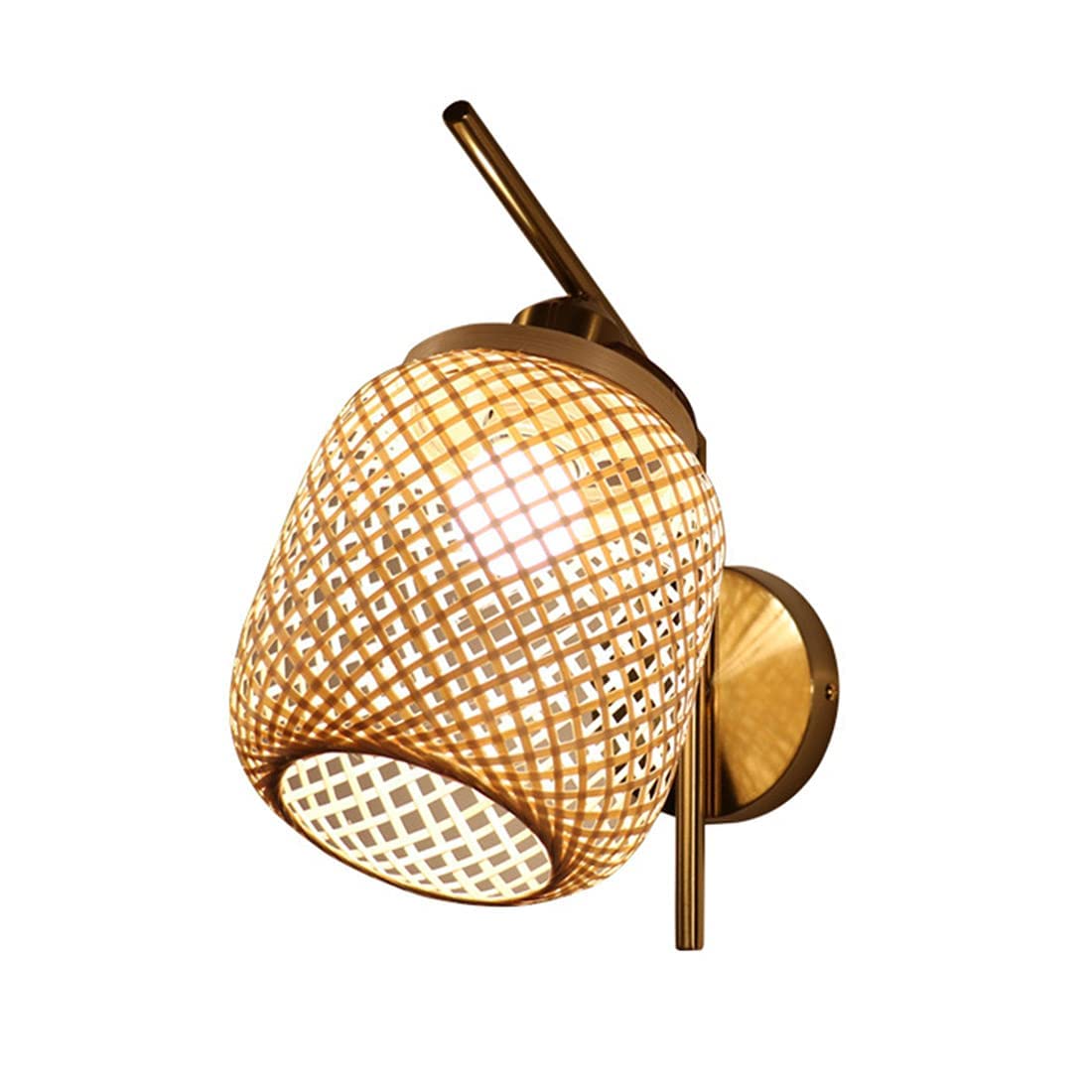 Huayusedf A Rt Bamboo Wall Lamp Industrial Lights E27 Handmade Rattan Lampshade Wicker Sconce Lighting For Bar Cafe Living Room Bedroom Dining (A)(A)