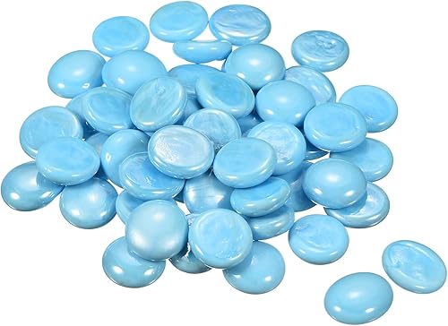 MECCANIXITY Canicas de cerámica planas decorativas de 0.67 a 0.79 pulgadas (0.669-0.748 in), cuentas de relleno de jarrón de roca, guijarros azul