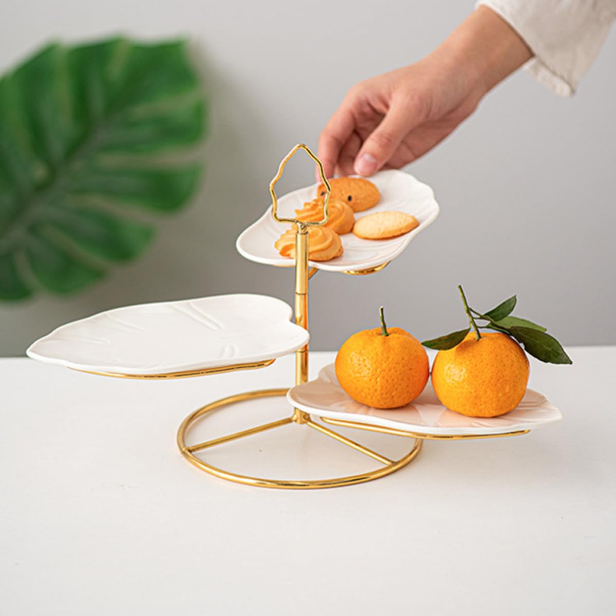 Alipis Plato de Comida de Varios Niveles para Postres y Pasteles, Cerámica