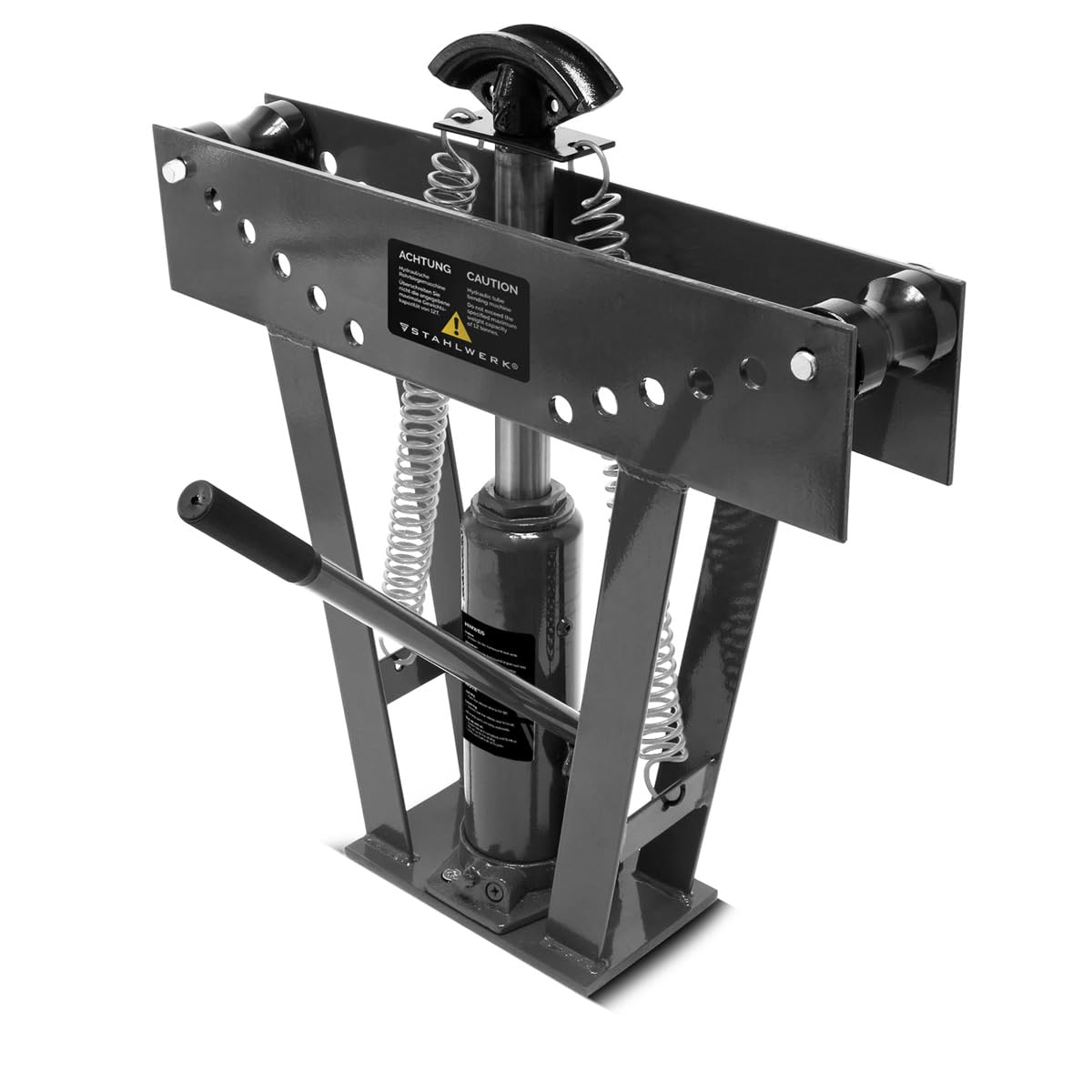 STAHLWERK Machine à cintrer des tuyaux jusqu'à 90° avec une force de presse hydraulique de 12 t | Cintreuse de tuyaux | Machine à cintrer | Appareil à cintrer avec 6 matrices pour le cintrage de