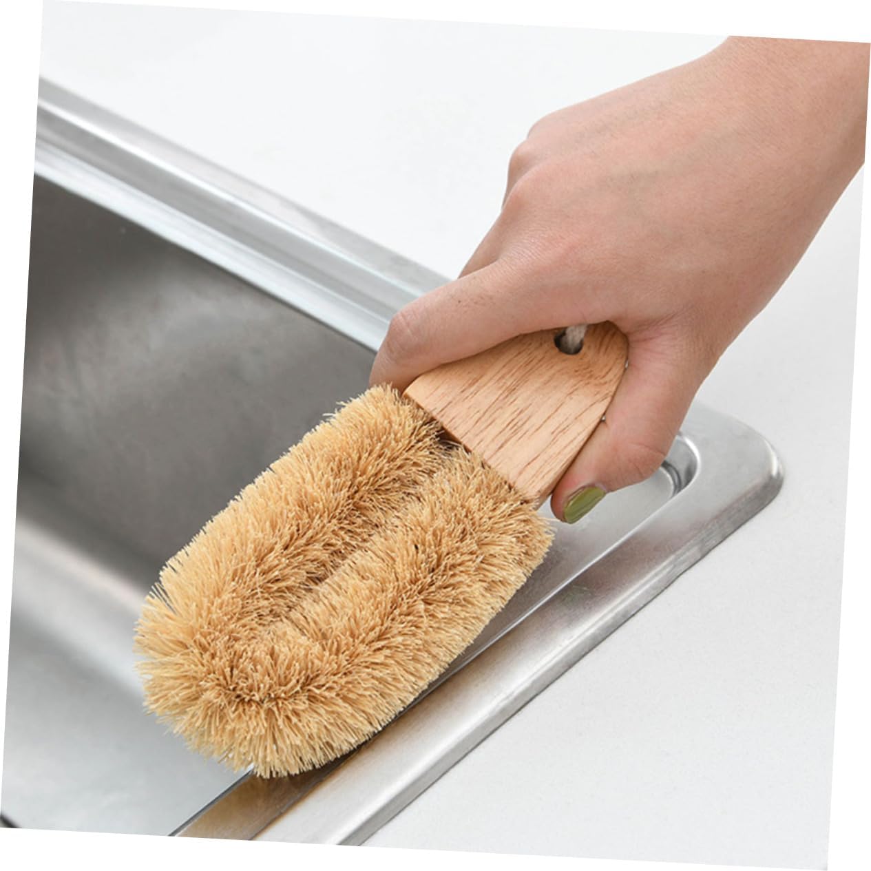 Gatuida 4pcs Professional Shaped Pot Brush Natural Coconut Dish Brush for Heavy Duty Kitchen Cleaning for Wok Pots Pans and Sinks Ergonomic Grip for Effortless Scrubbing
