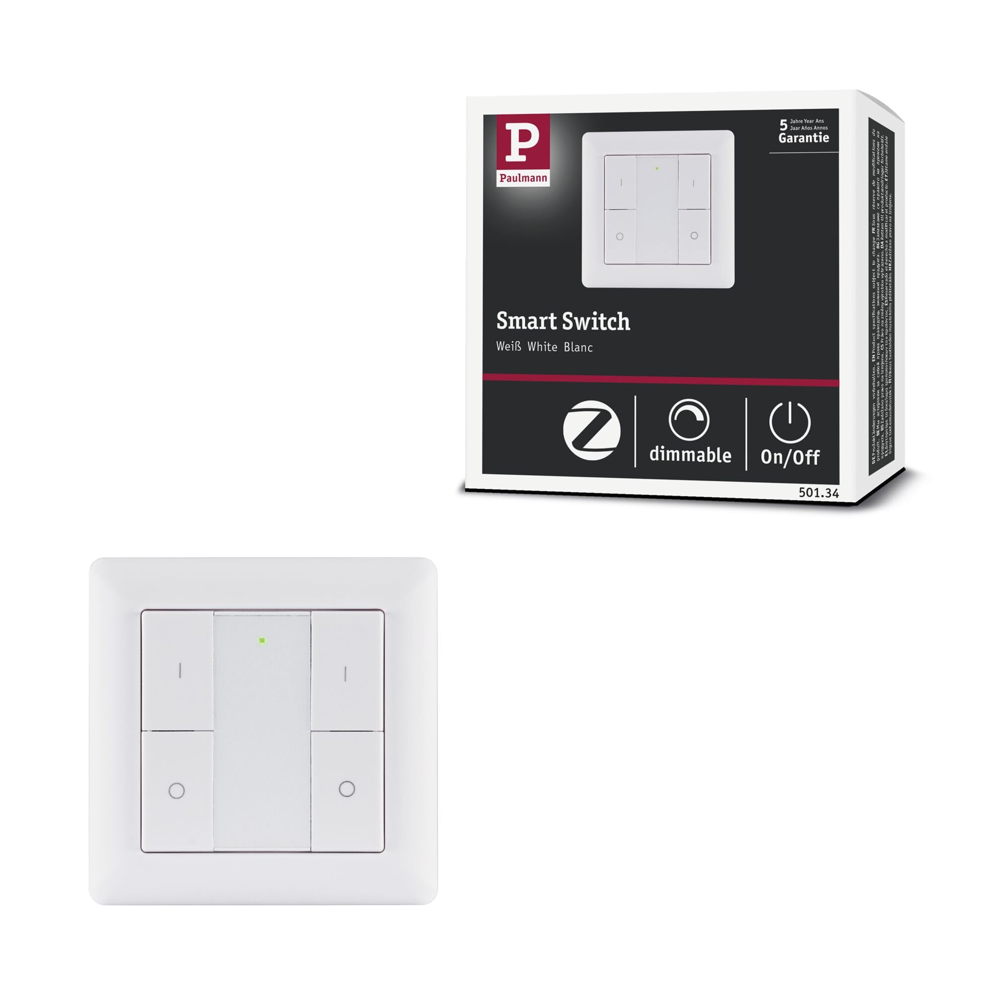 Paulmann 50134 SH ZB Wall Switch Smart Zigbee On/Off Dimmer White