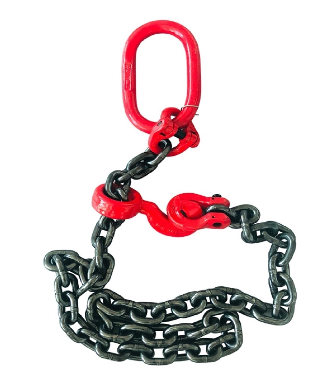 Chain Sling, Chain Sling,6Ton-16Tonx2M-8M 1-2 Leg Lifting Tool for Rebar Unloading Connection Die Forged Hook Crane, Combined(8TX8M 16MM)