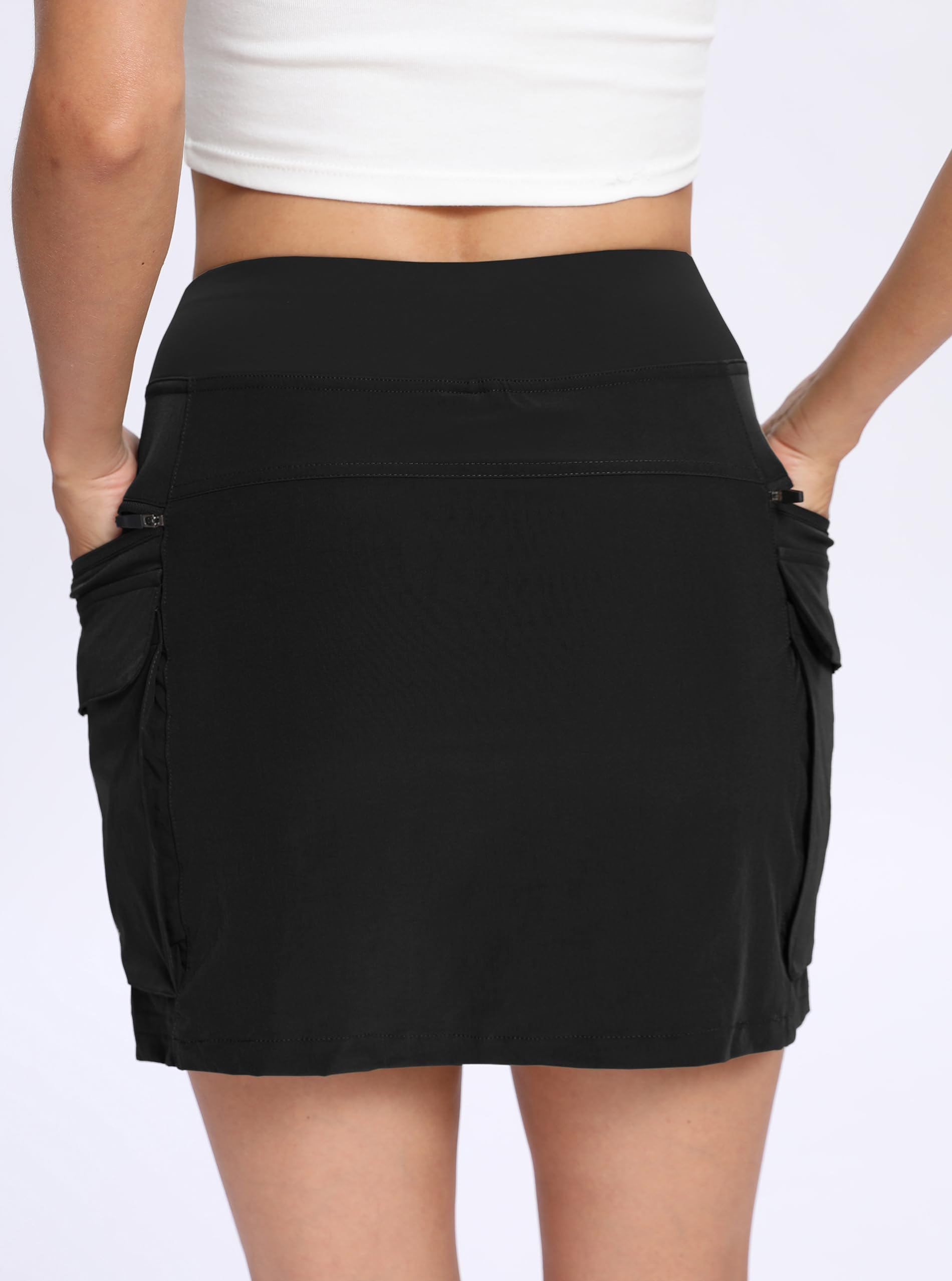 Jhsnjnr Faldas cargo para mujer, minifalda deportiva para senderismo, con bolsillos con cremallera, cintura alta, pantalones deportivos de golf