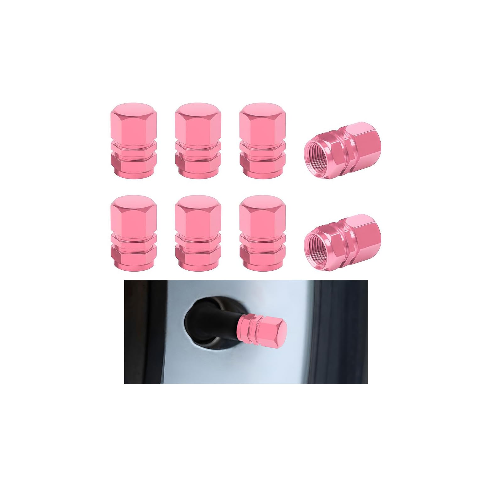 Osilly Aluminum Tire Valve Stem Caps, Pink