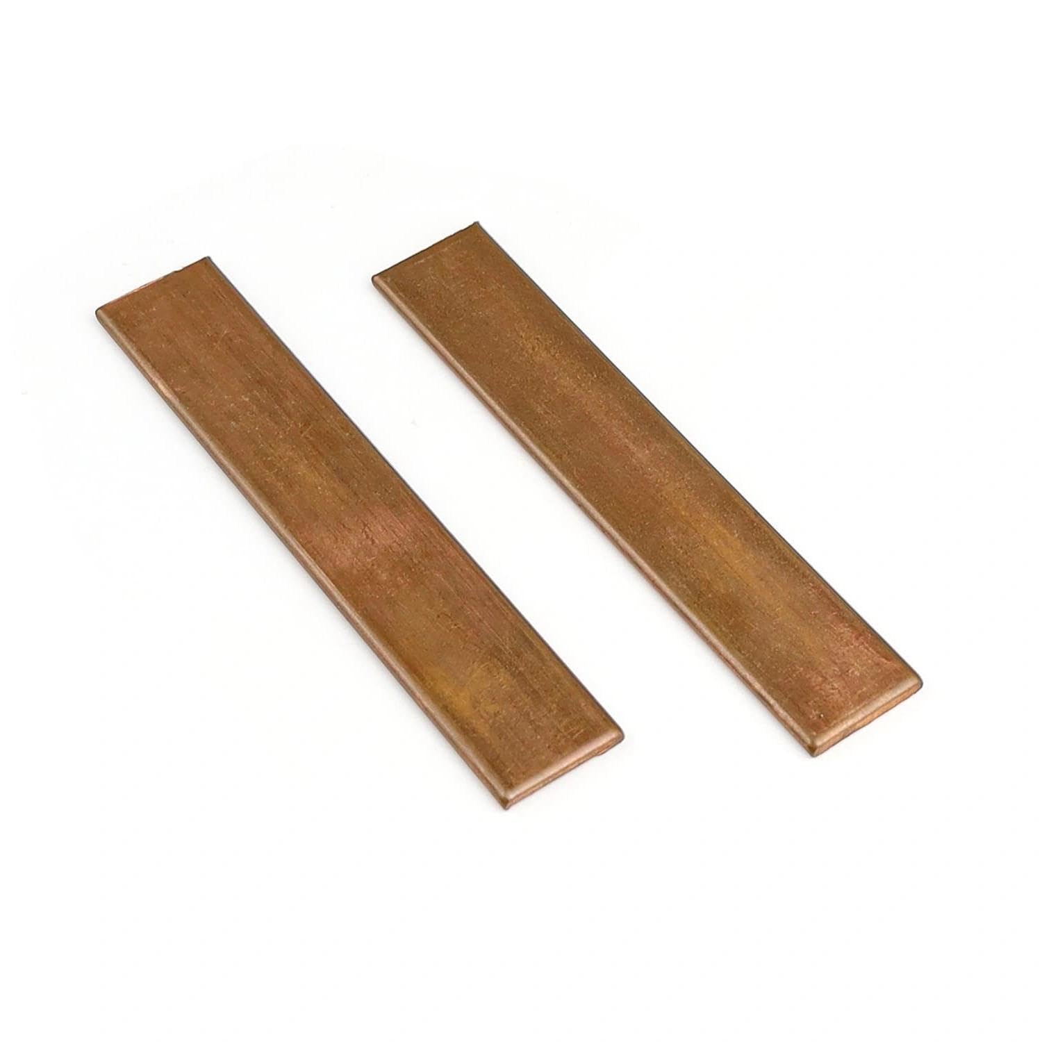 txuzong 2 Pcs T2 Red Copper Flat Bar, 105mm x 20mm x 3mm Solid Copper Strip – Pure Copper Sheet Metal for DIY Crafting, Hobby, Machining & Metalworking, Corrosion Resistant & Easy to Cut, Drill, Bend