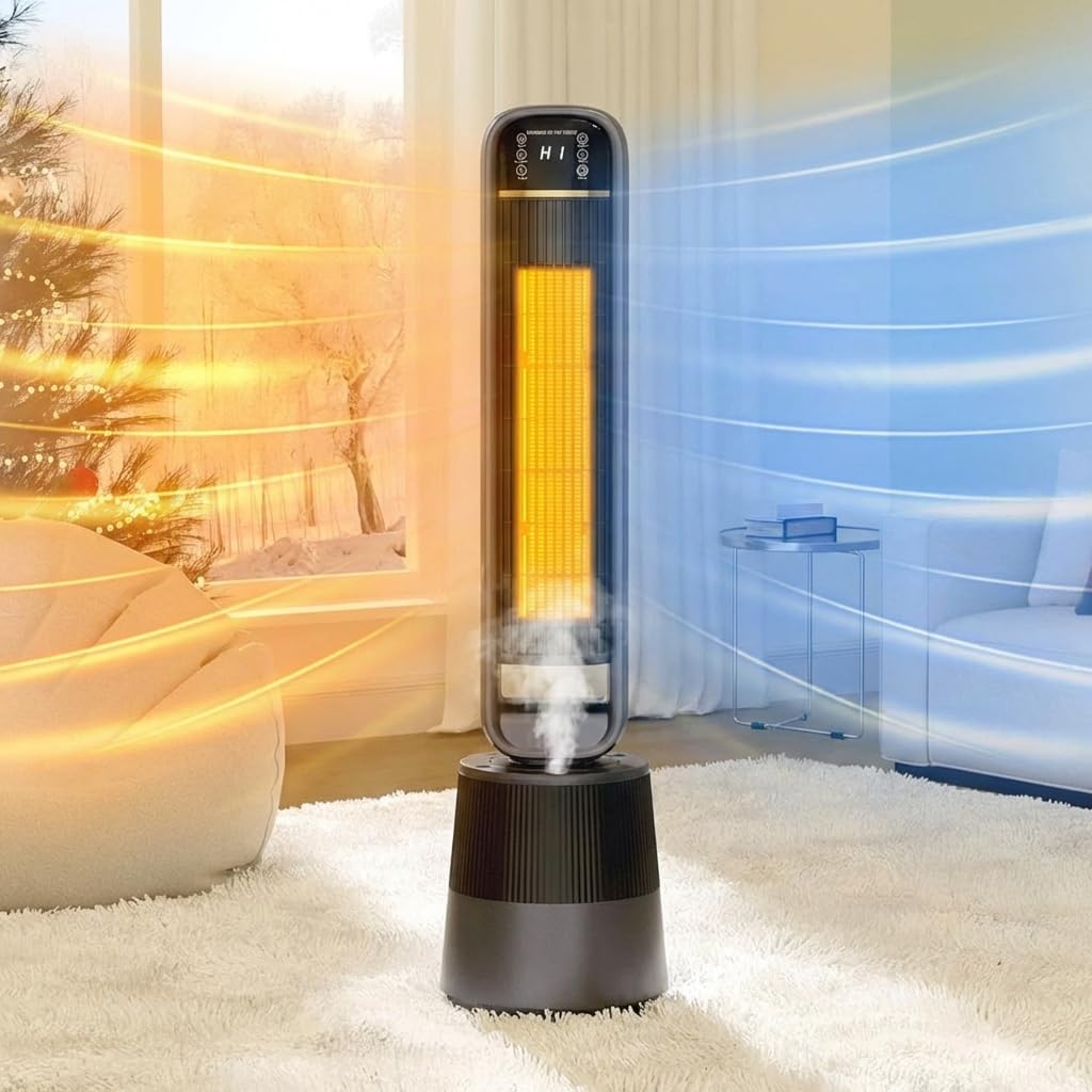 Calefactor Eléctrico Portátil 1500W PTC con Humidificador y Ventilador