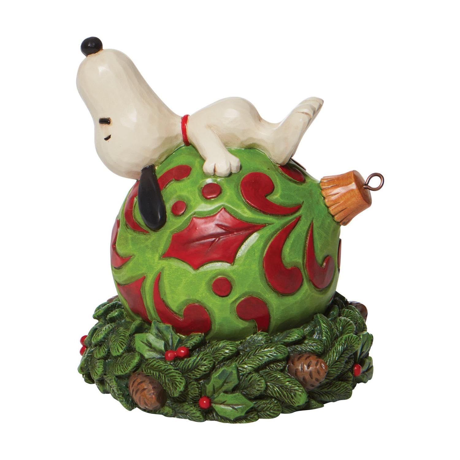 Amazon.com: Enesco Peanuts by Jim Shore Snoopy Laying on a Christmas Ornament Figurine, 5.125 ...