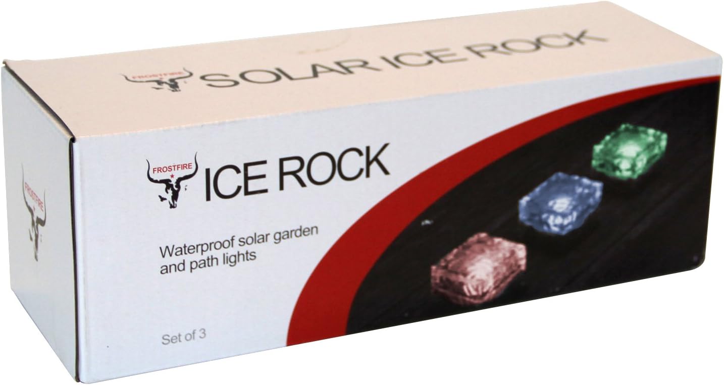 Frostfire Solar Color Changing Ice Rocks - Path and Garden Solar Lights (Set of 3)