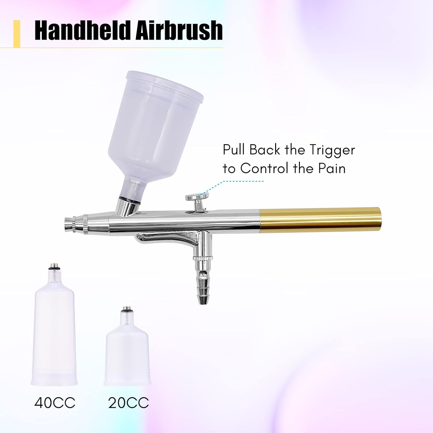 Airbrush Kit with Compressor, Handheld Air Brush Set, Dual-Action 5-Level Adjustable Pressure with 2pcs Paint Cups for Painting Model Coloring Nail Art Makeup Cake Decorating