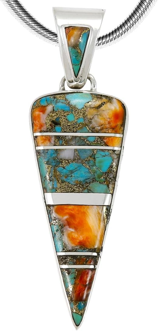 Turquoise Arrowhead Pendant Necklace Sterling Silver 925 (Sterling Silver Pendant with 20" Stainless Chain)