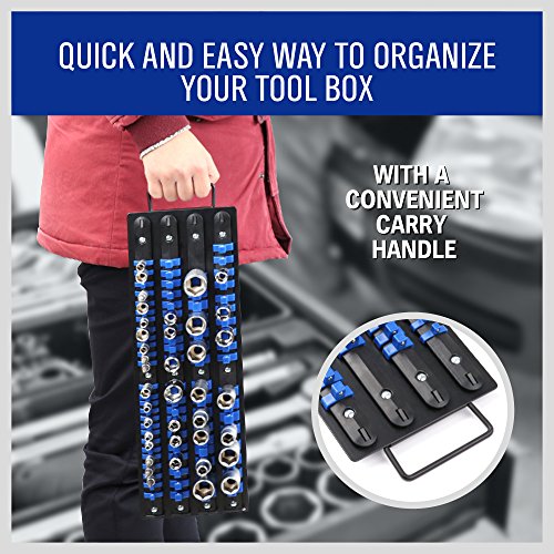 Image of HORUSDY 80-Piece Heavy Duty Socket Organizer, 1 /4-Inch, 3 /8-Inch, 1 /2-Inch, Premium Quality Socket Holders