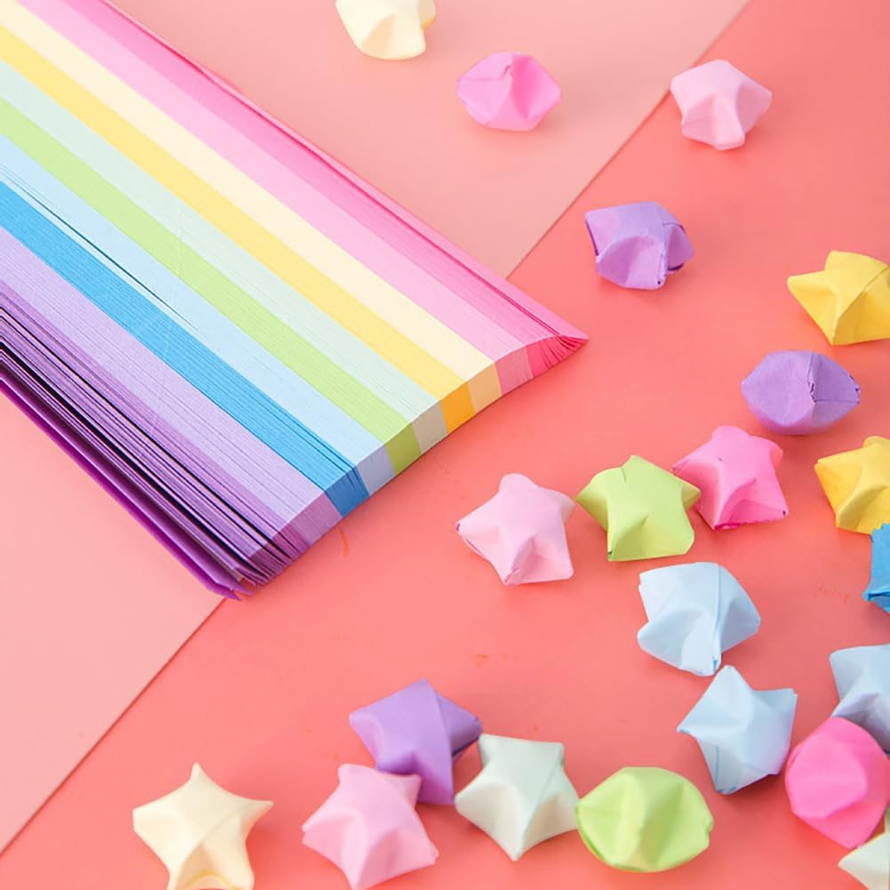 1350 Pieces Origami Lucky Star Paper Strips Pastel Star Folding Paper Strips Origami Star Strips Double Sided DIY Paper for DIY Art Crafts School Teaching Supplies image 2