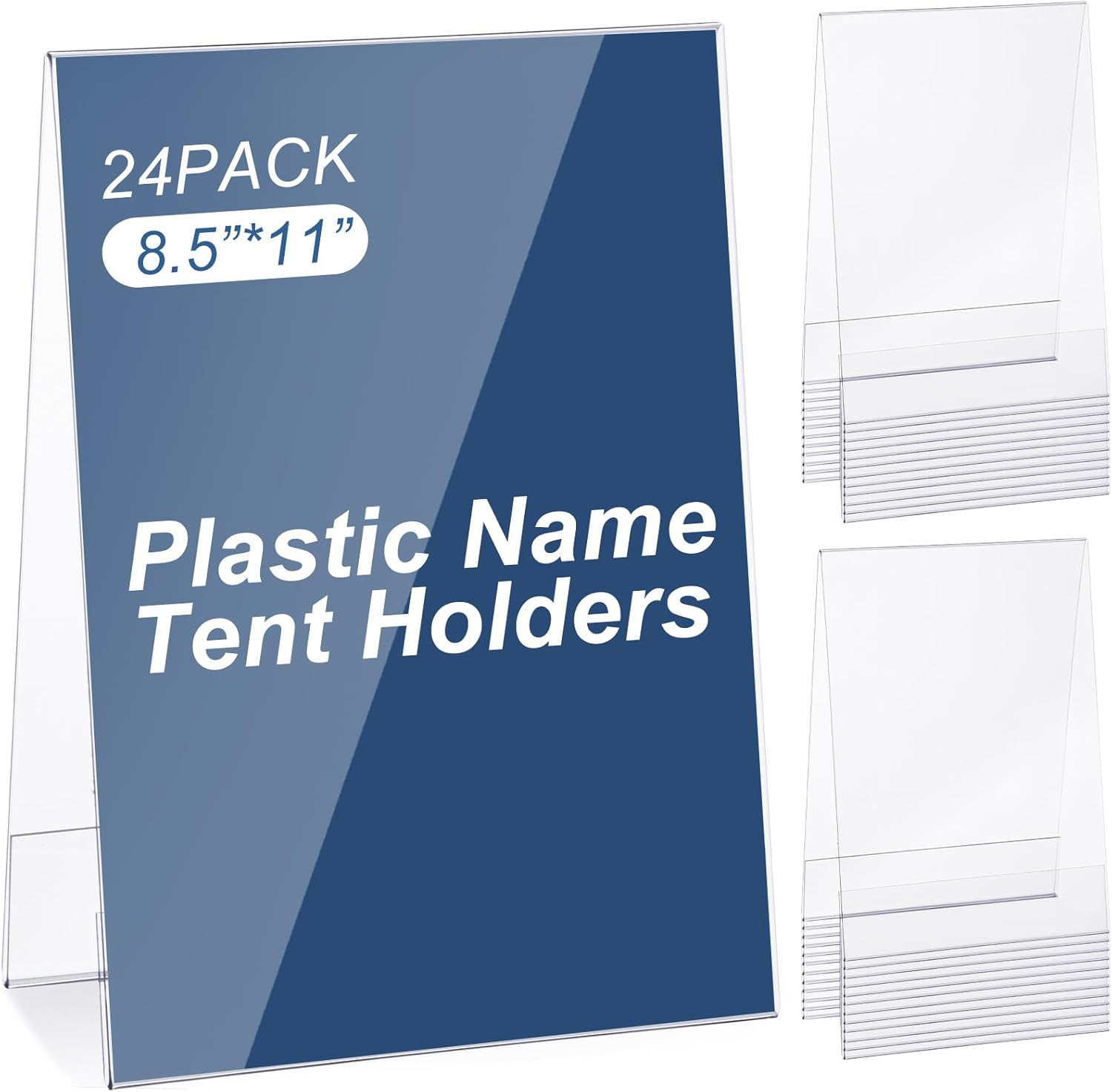Vicenpal 24 Pcs Clear Plastic Name Tents Holders 8.5" x 11" Name Plate for Desk Tent Name Plate Display PVC Clear Sign Holder Blank Nameplate for Table Office Business Conference Meeting Room School