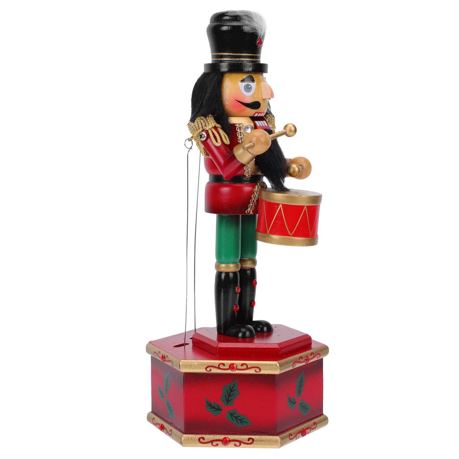 IMIKEYA Caja de Música Decorativa de Madera Cascanueces Negro, Reproducción de Melodías y Diseño Creativo para Oficina y Fiestas Navideñas