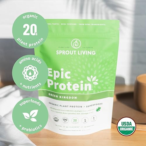 Miniatura 6 de Sprout Living Epic Protein Bundle – Vanilla Lucuma & Green Kingdom (0.71 oz de proteína orgánica a base de plantas, vegano, sin gluten,