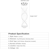 Vista 5 de 7PM Chandelier for Staircase, Crystal Foyer Chandelier High Ceiling, Modern Raindrop Chandeliers Flush Mount Ceiling Light Fixture for Spiral