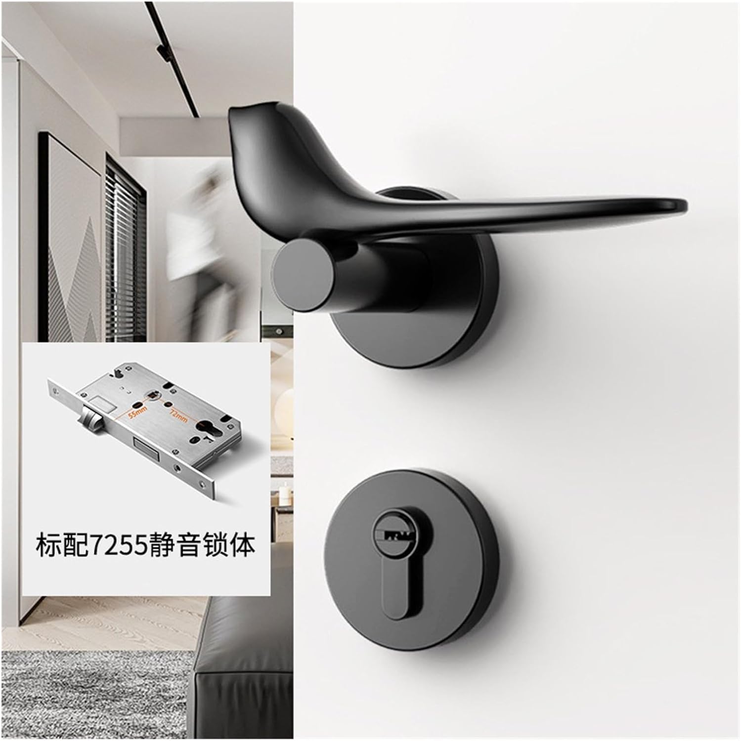 American Door Lock Indoor Silent Magnetic Bedroom Door Lock Golden PVD Birdie Household Simple Split Lock(H)