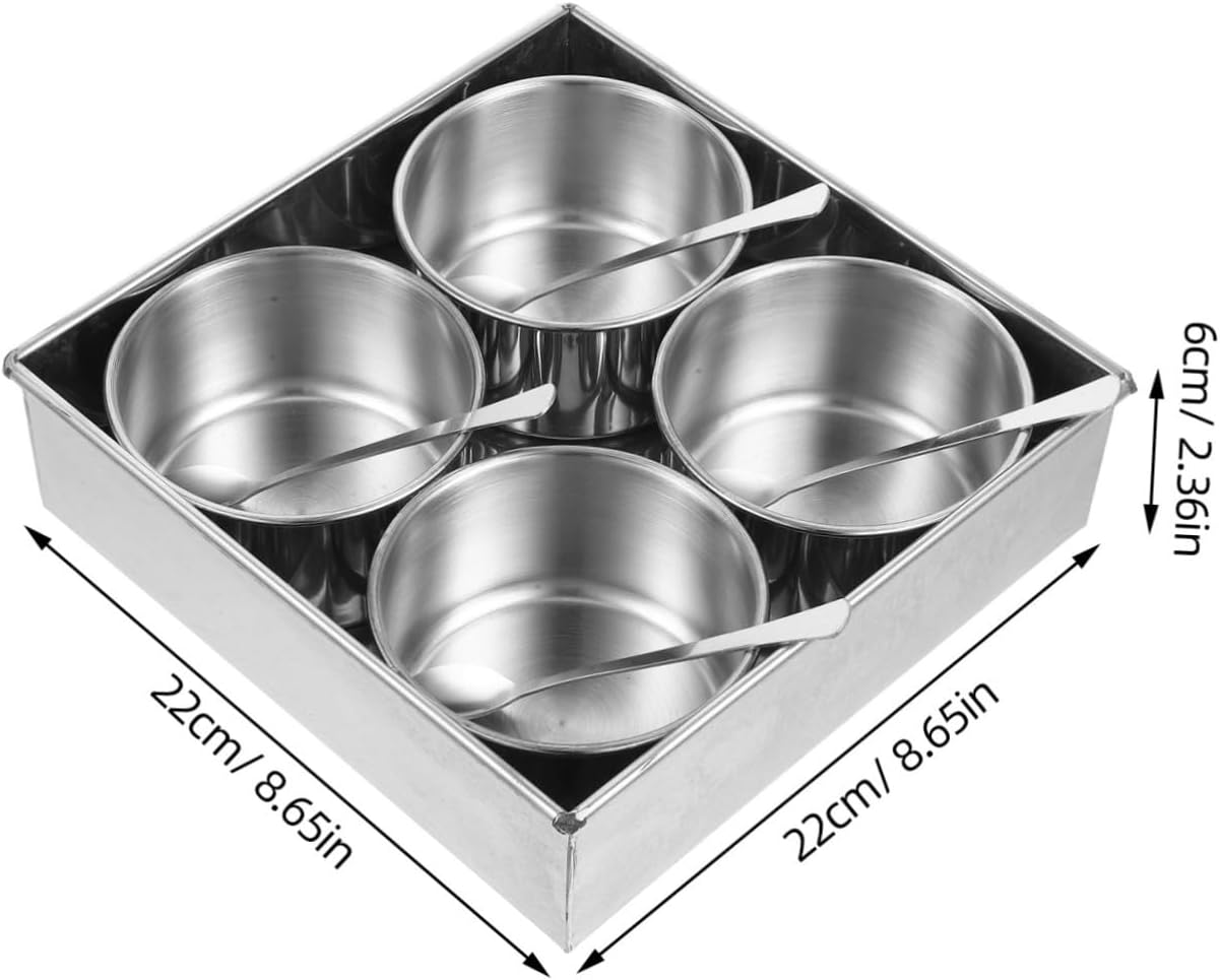 Luxshiny 1set Stainless Steel Spice Container Set Lid Compartment Seasoning Jar for Kitchen Storage Easy to Clean and Access Compact Design for Spices and Seasonings