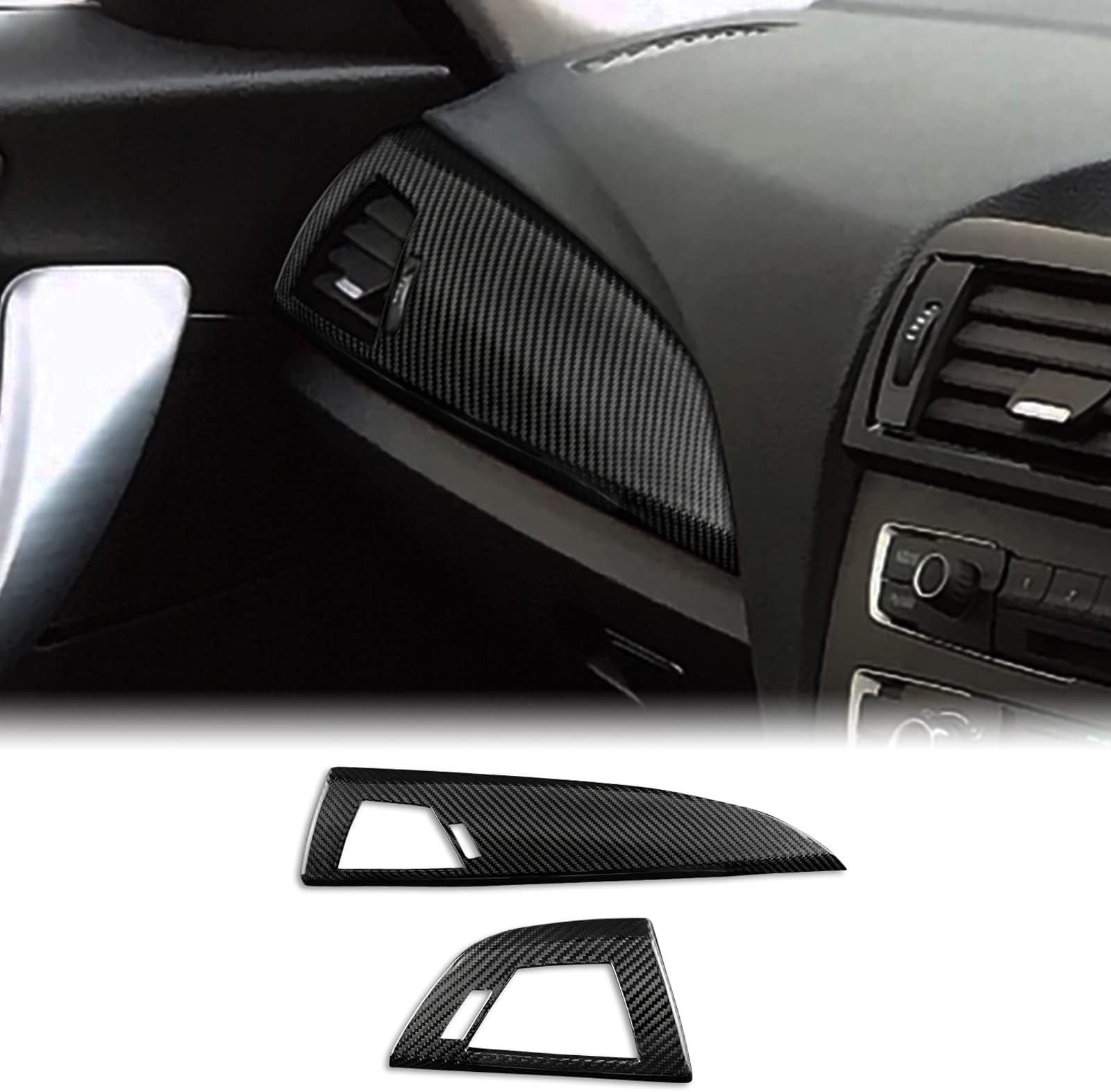 โ for BMW 1 2 Series F20 F21 F22 Carbon Fiber Accessory Car Dashboard Panel Cover & Air Vent Sticker Decal Decoration Interior Trim (Black)