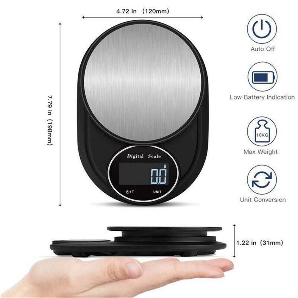 Elektronische Digitalwaage, LCD, 5 kg, für die Küche, schwarz, 0,1 g / 1 g, für den Heimgebrauch, präzise Messung.