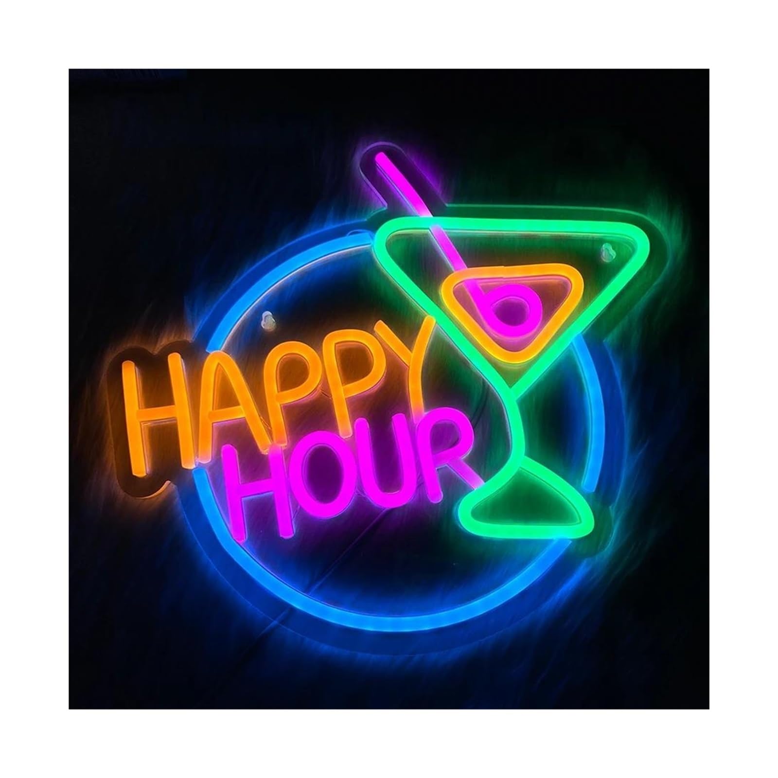 Luces de neón Letrero De Neón Happy Hour Para Bar, Club, Dormitorio, Luces Para Oficina, Hotel, Pub, Cafetería, Boda, Fiesta, Arte Decorativo De Cuevas,35cmх31cm