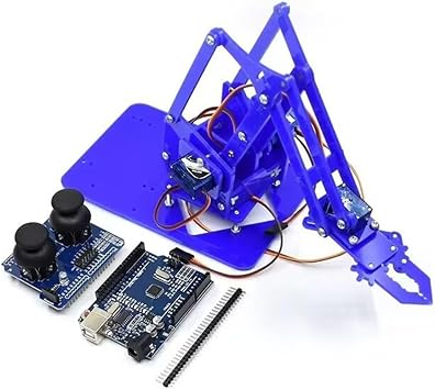 Oniissy 4 DOF Robotic Arm Claw DIY Electronics Kit For Arduino, Acrylic for steam Learning Toy, Educational Robotic Hand Assembly Set Ages 14+ Acrylic Robotic HandBlue pro