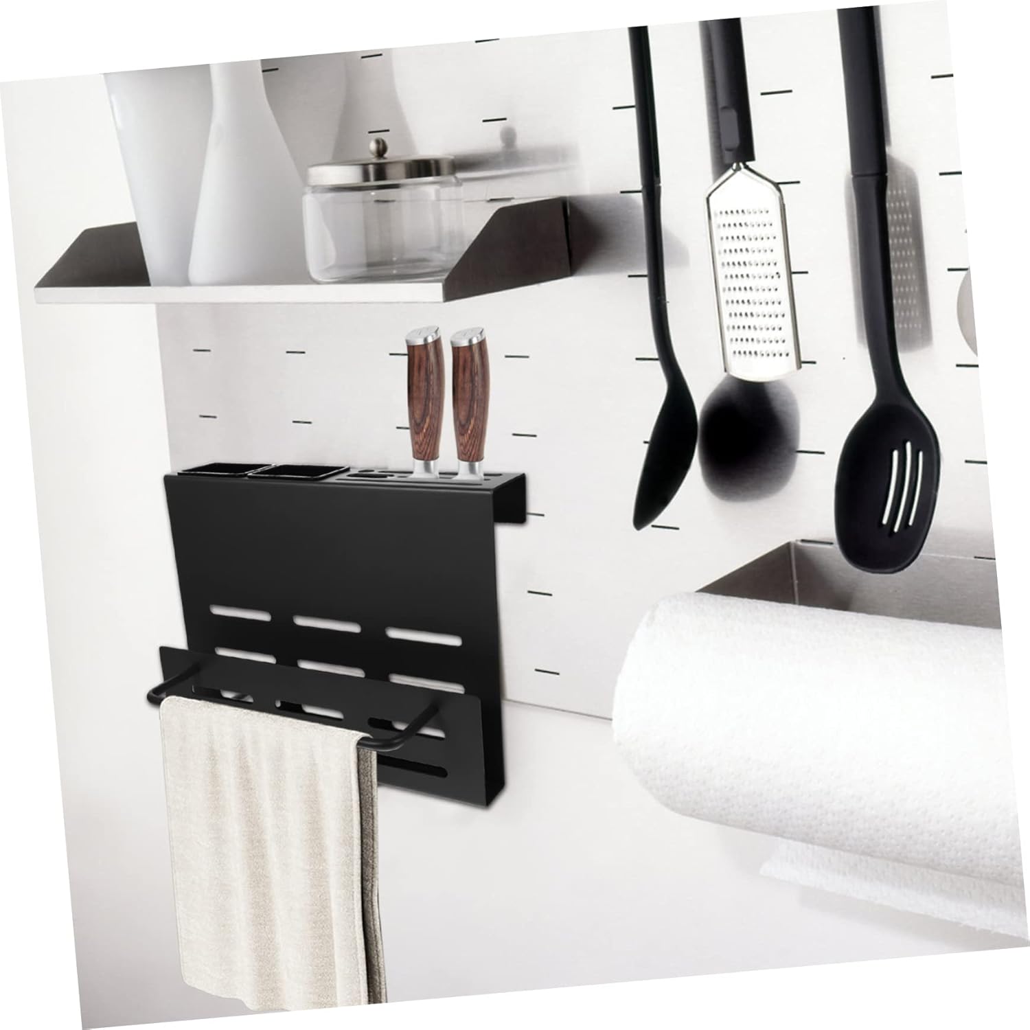 Garneck Multi-function Wall-mounted Cutting Board and Utensil Holder Convenient Storage for Chopsticks Knives and Kitchen Tools and Design Organize Your Efficiently