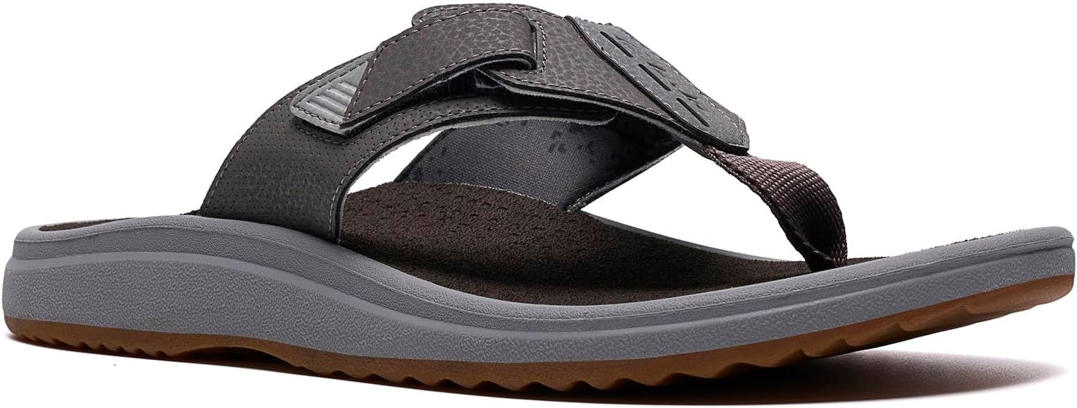 Clarks Cloudsteppers Men's Breeze Flip-Flop, Grey Synthetic