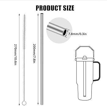 Xingch Lot De 8 Pailles De Rechange En Acier Inoxydable Avec