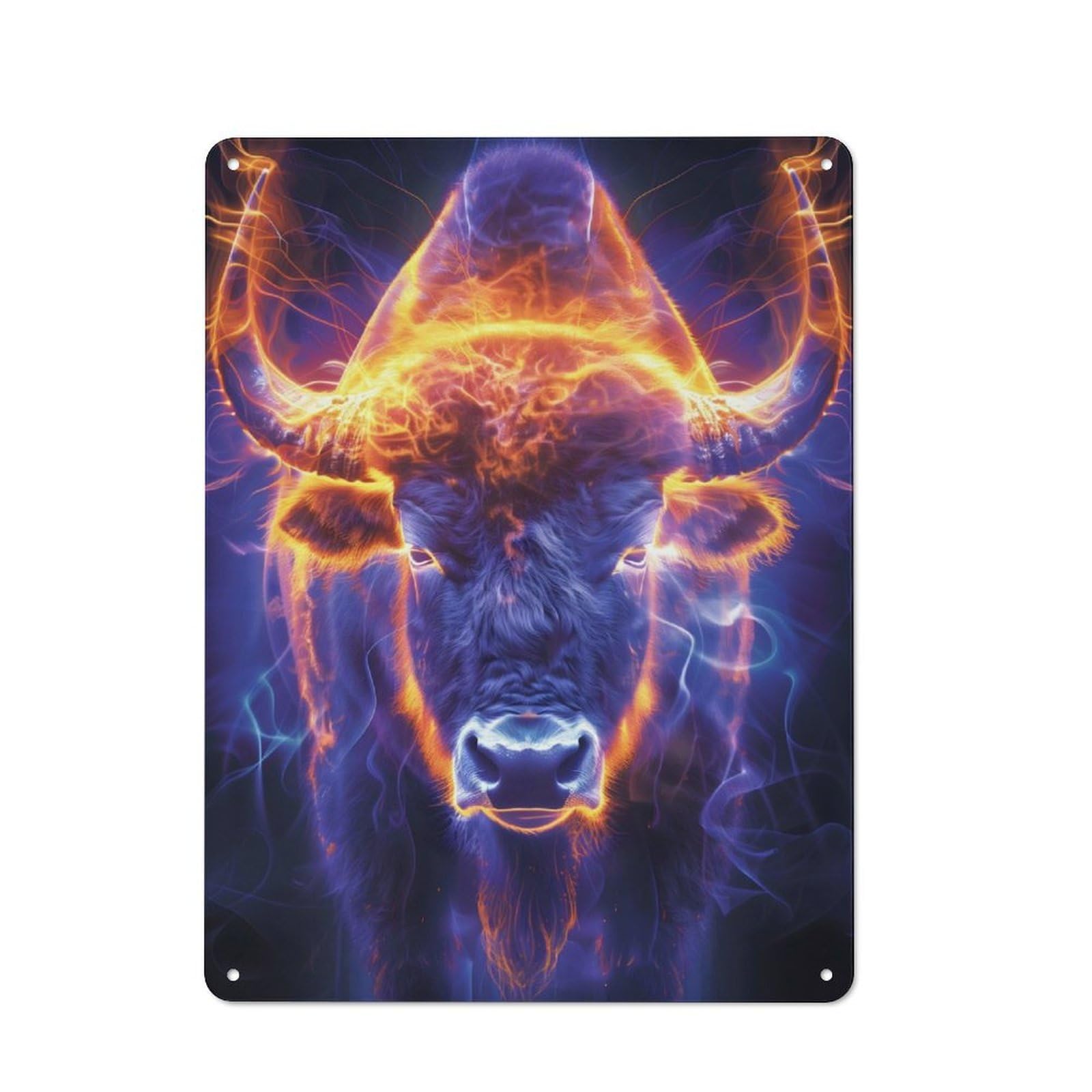 Junmoney Glowing Buffalo Charge Vintage Metal Plaque 40X30cm Featuring For Pub Or Café, Suited To Café Interior Fans