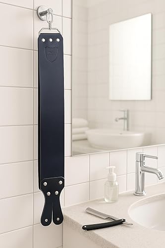 Miniatura 5 de Parker's - Rasuradora recta de cuero Latigo hecha a mano para afilar navajas y cuchillos rectos, fabricado en Estados Unidos, 3 x 27 pulgadas (rojo)