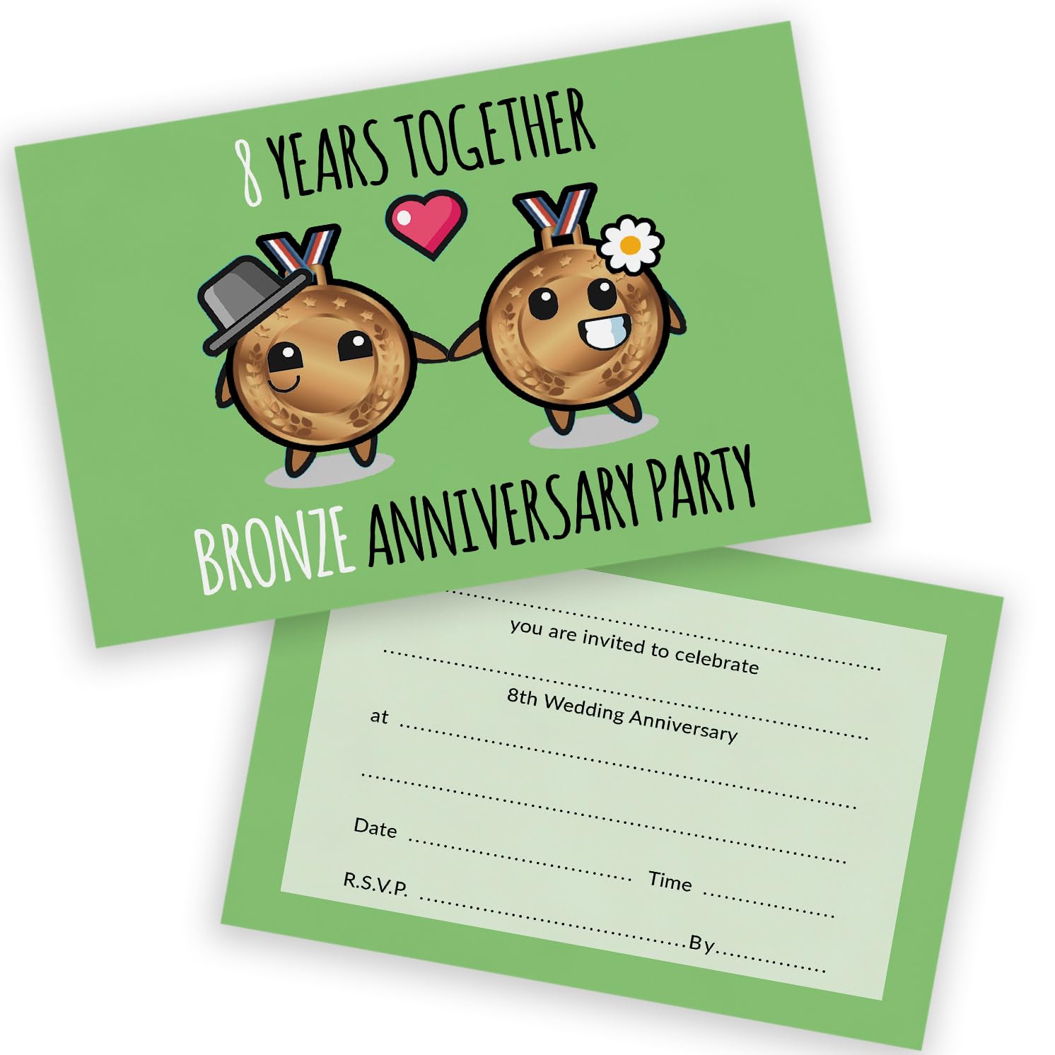 8th Anniversary Party Invitations - 8 Year Together 20 Pack - Wedding Anniversary Invitations for Friends Family A6 Party Invites Invitation Cards with Folding Envelopes