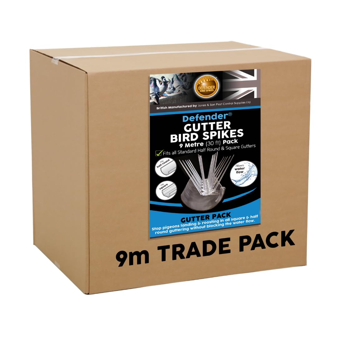 Defender Bird Spikes | Gutter Pack for Seagulls & Pigeons | Ready Assembled | 9 Metre Pack