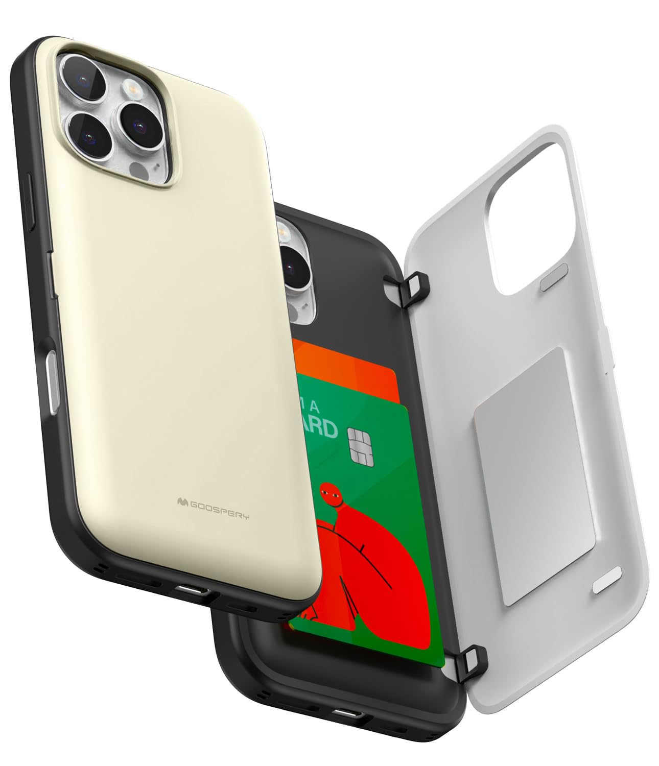 GOOSPERY Magnetic Door Bumper Compatible with iPhone 16 Pro Max Case, Card Holder Wallet Easy Magnet Auto Closing Protective Dual Layer Sturdy Phone