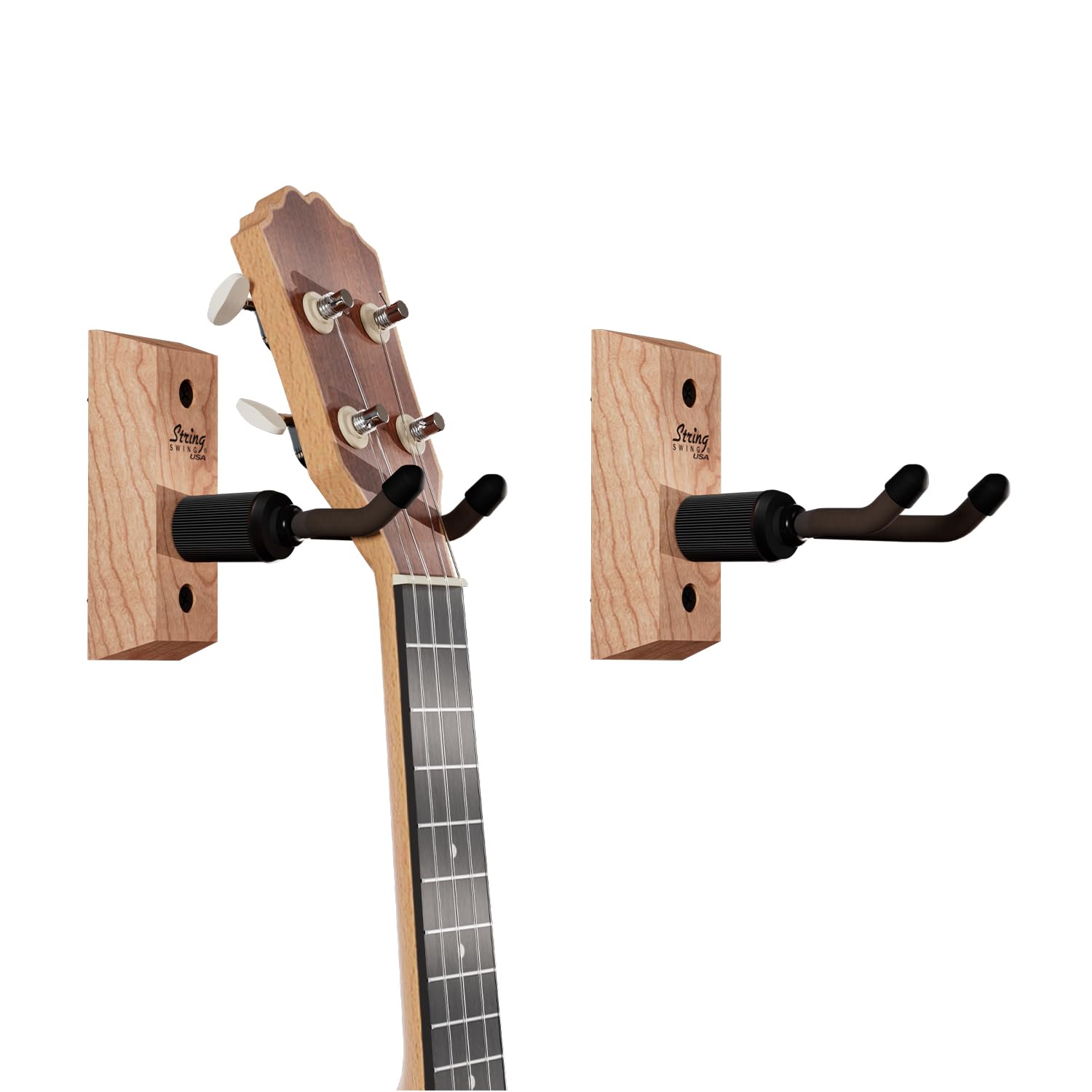 String Swing Ukulele Wall Mount Stand for Mandolin Uke Concert Pineapple Soprano Tenor and Baritone Compatible Case Alternative Kit for Home or Studio – Cherry Hardwood CC01UK-C (2 Pack)