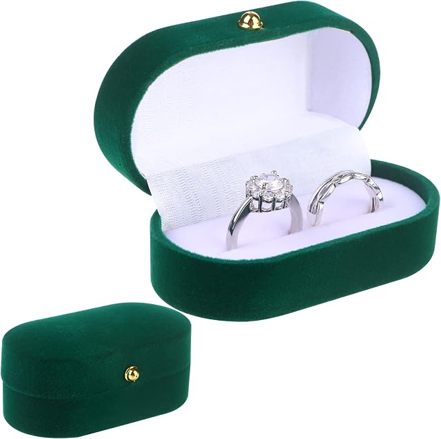 RUIYELE Velvet Wedding Ring Box Oval Ring Bearer Vintage Ring Holder Classic Jewelry Storage Box Gift Holder for Proposal Wedding Engagement Birthday