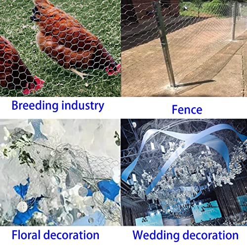 Qlvily Chicken Wire 13.7" X 393.7" Poultry Wire Netting, Hexagonal Galvanized Mesh Garden Fence Barrier, Pet/Rabbit/Chicken Wire Fencing, With 100 Pcs Cable Zip Ties #TOP6