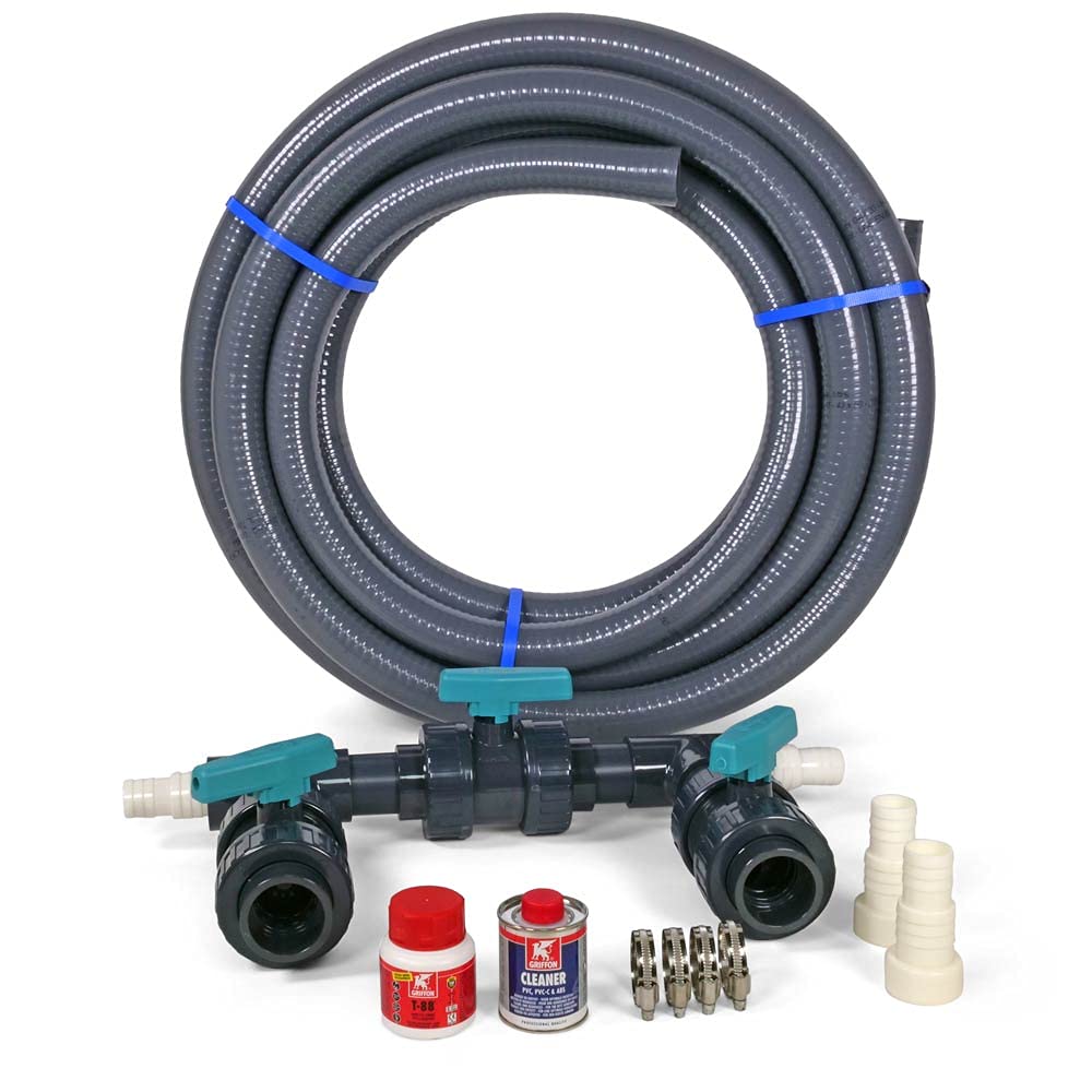 Bypass-Set Complete inkl. Zubehör | Wärmepumpe Solarheizung Heizpumpe Anschluss Ø 50 mm Ø 38 mm | Schwimmbad Pool Steuerung Wasserzufuhr Temperaturregulierung Durchfluss Teich-BAU Flexrohr Schlauch